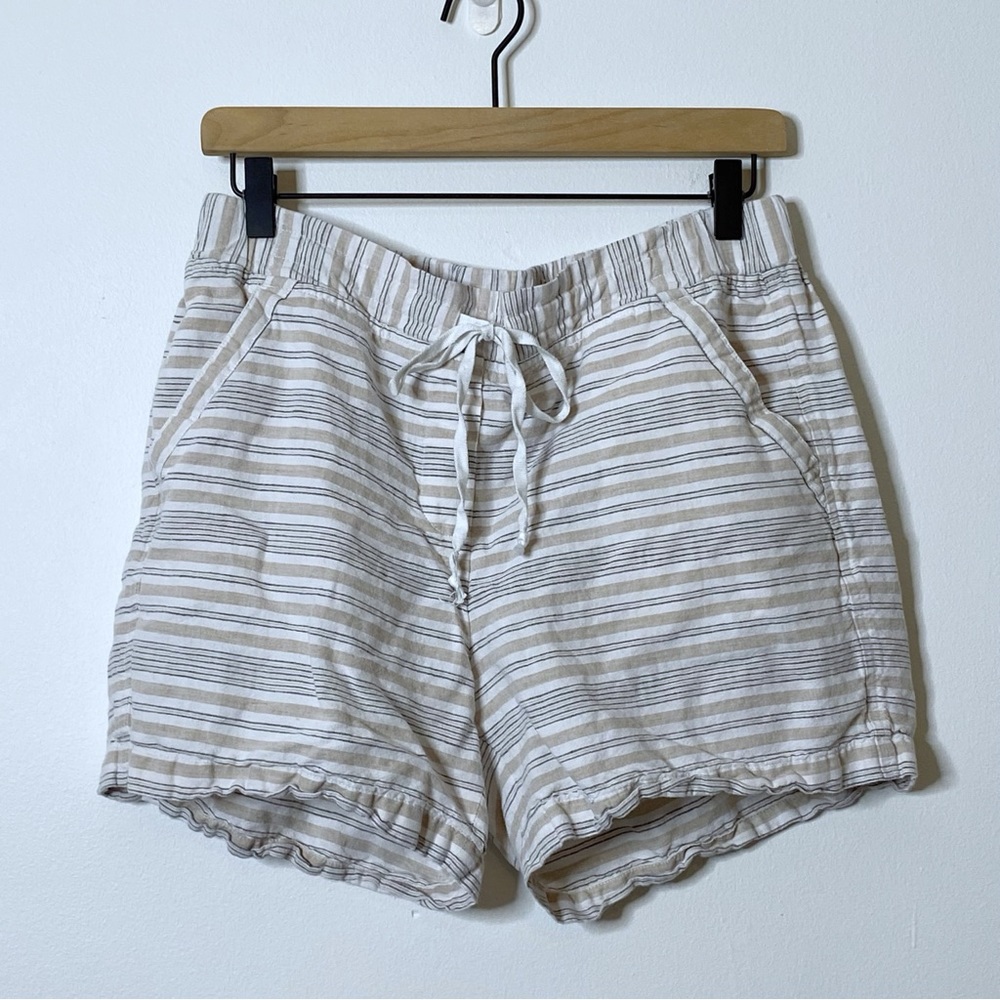 Talbots Striped Drawstring Pull On Linen Blend Shorts Medium